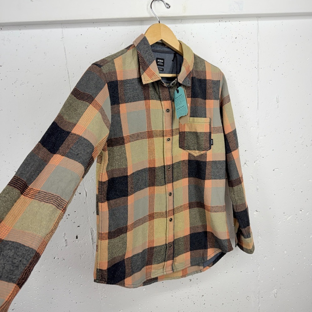 Prana Women’s Size Small Sage Golden Canyon Flannel Button Down Shirt - Picture 3 of 15